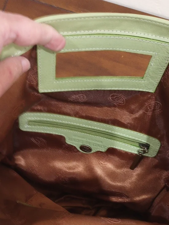 Avorio Green Italian Leather Handbag Envelope Clutch Crossbody Purse - Picture 9 of 12